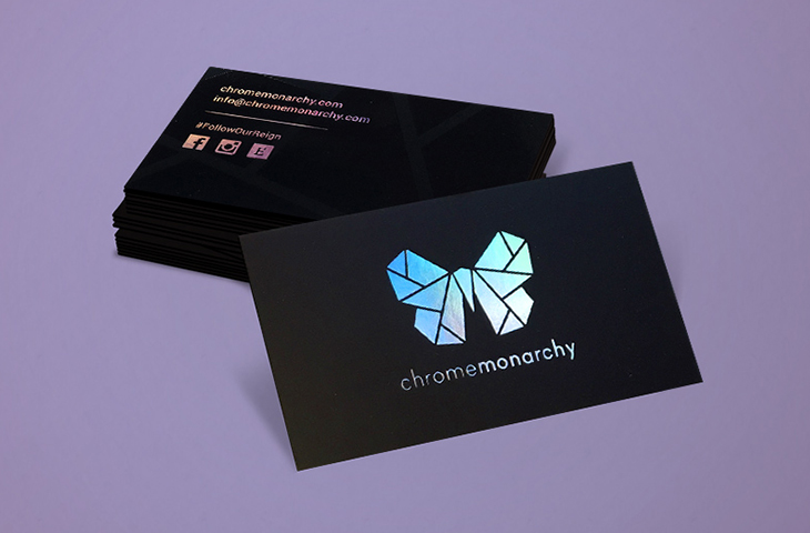 Chrome Monarchy holographic business card